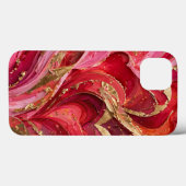 Red & Pink Marble Gold iPhone 13 Case (Rückseite (Horizontal))