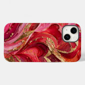 Red & Pink Marble Gold iPhone 14 Case (Rückseite (Horizontal))