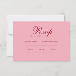 Red pink Minimalist Elegant | RSVP & QR Website Karte