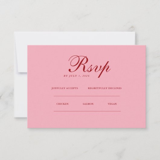 Red pink Minimalist Elegant | RSVP & QR Website Karte (Vorderseite)
