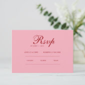 Red pink Minimalist Elegant | RSVP & QR Website Karte (Stehend Vorderseite)