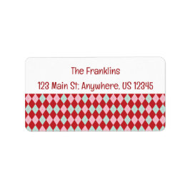 Red Pink & Mint Weihnachtsadresse der Raute Adressaufkleber