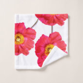 Red Pink Modern Poppies Poppy Blume Badhandtuch Set (Waschlappen)