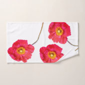 Red Pink Modern Poppies Poppy Blume Badhandtuch Set (Handtuch)