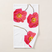 Red Pink Modern Poppies Poppy Blume Weiß Badhandtuch Set (Handtuch)