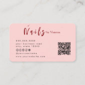 Red Pink Nail Artist Salon Qr Code Business Card Visitenkarte (Rückseite)