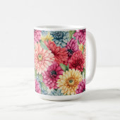 RED PINK ORANGE ZINNIA BLOOMS KAFFEETASSE (VorderseiteRechts)
