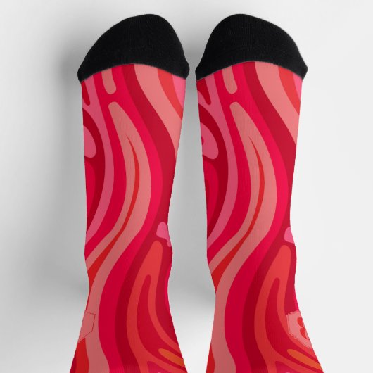 Red Pink Pattern Crazy Socken (Oben)