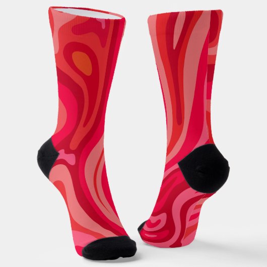 Red Pink Pattern Crazy Socken (Gewinkelt)