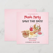 Red Pink Picnic Save the Date Card (Vorne/Hinten)