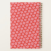 Red Pink Retro Daisy Pattern Personalized Name Notizblock (Rückseite)