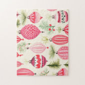 Red Pink Retro Ornaments Christmas Puzzle (Vertikal)