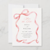 Red pink ribbon bow  save the date (Vorderseite)