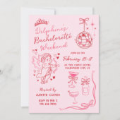 Red Pink Romantic Cupid Bachelorette Weekend Einladung (Vorderseite)