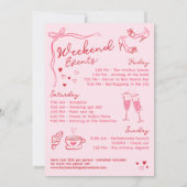 Red Pink Romantic Cupid Bachelorette Weekend Einladung (Rückseite)