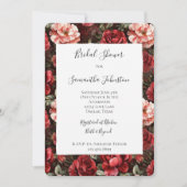 Red Pink Rose Flowers Bridal Shower Einladung (Vorderseite)