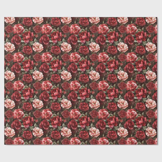 Red Pink Rose Flowers Bridal Shower Geschenkpapier (Flach)