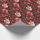 Red Pink Rose Flowers Bridal Shower Geschenkpapier (Ecke)