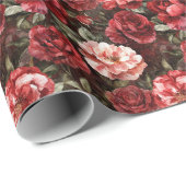 Red Pink Rose Flowers Bridal Shower Geschenkpapier (Rolleneckpunkt)