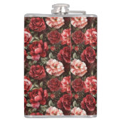 Red Pink Rose Flowers Flachmann (Rückseite)