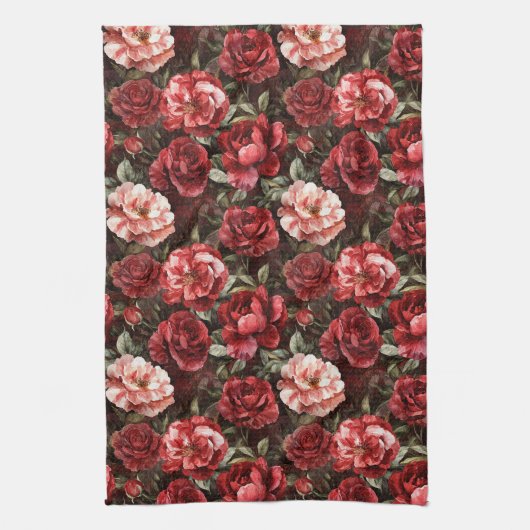 Red Pink Rose Flowers   Geschirrtuch (Vertikal)