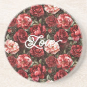 Red Pink Rose Flowers   Getränkeuntersetzer (Vorne)