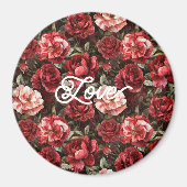 Red Pink Rose Flowers Magnet (Vorne)