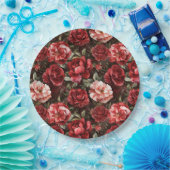 Red Pink Rose Flowers Pappteller (Party)