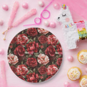 Red Pink Rose Flowers Pappteller (Party)