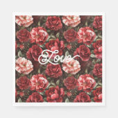 Red Pink Rose Flowers Serviette (Vorderseite)