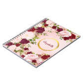 Red & Pink Roses with Golden Circle Personalized Notizblock (Linke Seite)
