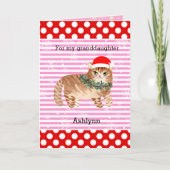 Red Pink Snowflakes Kitty Cat Weihnachten Karte (Vorderseite)