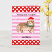 Red Pink Snowflakes Kitty Cat Weihnachten Karte (Gelbe Blume)