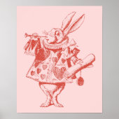 Red& Pink Storybook Vintage Rabbit Illustration Poster (Vorne)
