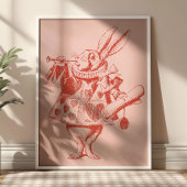 Red& Pink Storybook Vintage Rabbit Illustration Poster