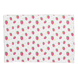 Red Pink Strawberry Pattern Cute Flowers Kissenbezug