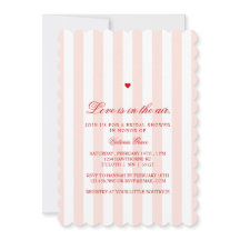 Red Pink Stripe Love is in the Air Bridal Shower