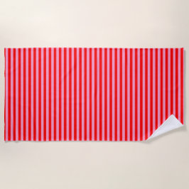 RED PINK STRIPED - horizontal - Strandhandtuch