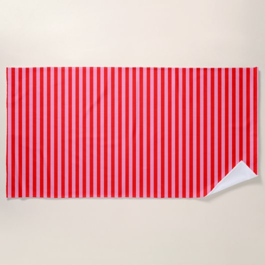 RED PINK STRIPED - horizontal - Strandhandtuch (Vorderseite)