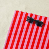 RED PINK STRIPED - Vertikal - Strandhandtuch (Beispiel)