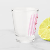 Red Pink Stripes Bachelorette Weekend Party Schnapsglas (Links)