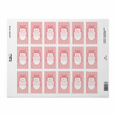 Red Pink Stripes & Bow Frame Christmas  Adressaufkleber (Vorne)