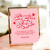 Red Pink Valentine Baby Dusche Windeln Raffel Poster