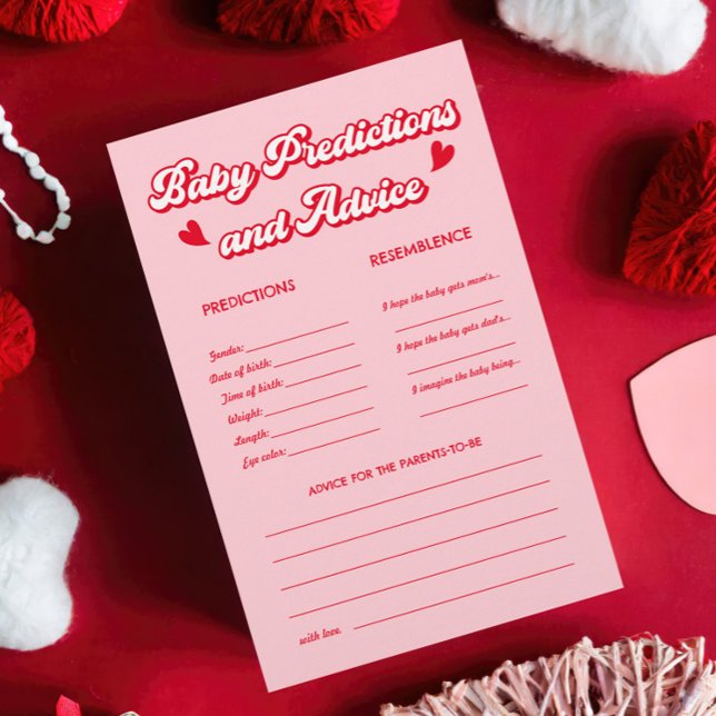 Red Pink Valentine Baby Shower Predictions Spiel (Von Creator hochgeladen)