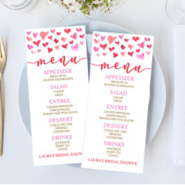 Red Pink Valentine Bridal Shower Food Menu Menükarte