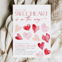 Red Pink Valentine Hearts Sweetheart Baby Dusche