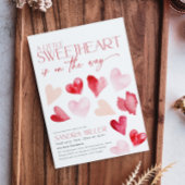 Red Pink Valentine Hearts Sweetheart Baby Dusche Einladung