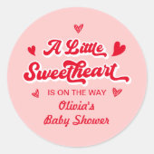 Red Pink Valentine Sweetheart Baby Dusche Gefallen Runder Aufkleber (Vorderseite)