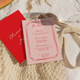 Red + Pink Wedding Details Enclosure Card Begleitkarte