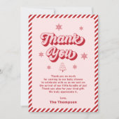 Red Pink Weihnachtsdusche Dankeskarte (Vorderseite)